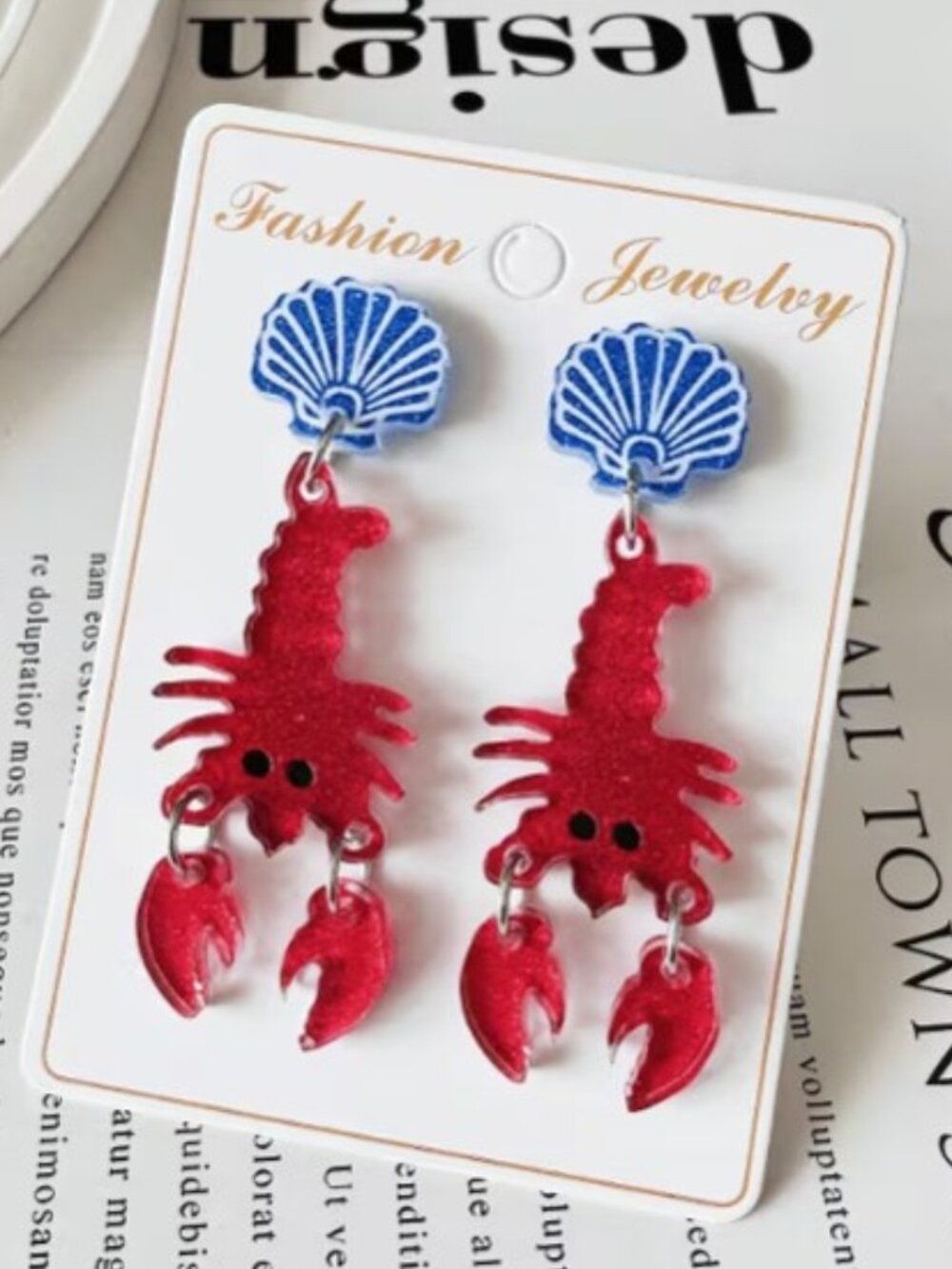 Red Lobster Statement Dangle Earrings (BRAND-NEW & SUPER CUTE!)